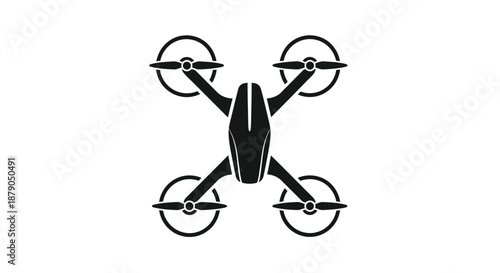 A sleek black drone with four propellers is shown against a white background.