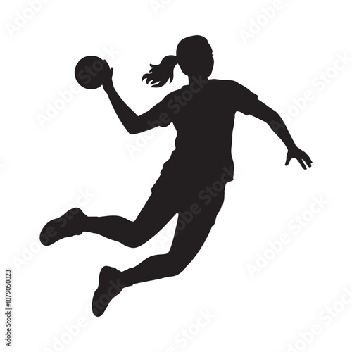 Silhouette Of A Female Athlete Preparing To Throw A Handball