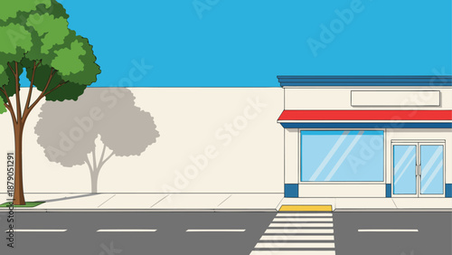 Blank Storefront Exterior with Copy Space Vector Illustration
