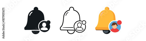digital identity bell notification icon with tiny avatar dot profile alerts