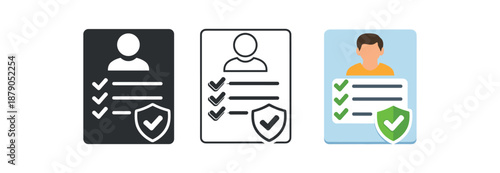 digital identity check list card with avatar at top compliance verified identity