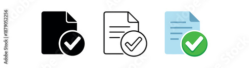 verification document with large checkmark symbol digital confirmation approved file