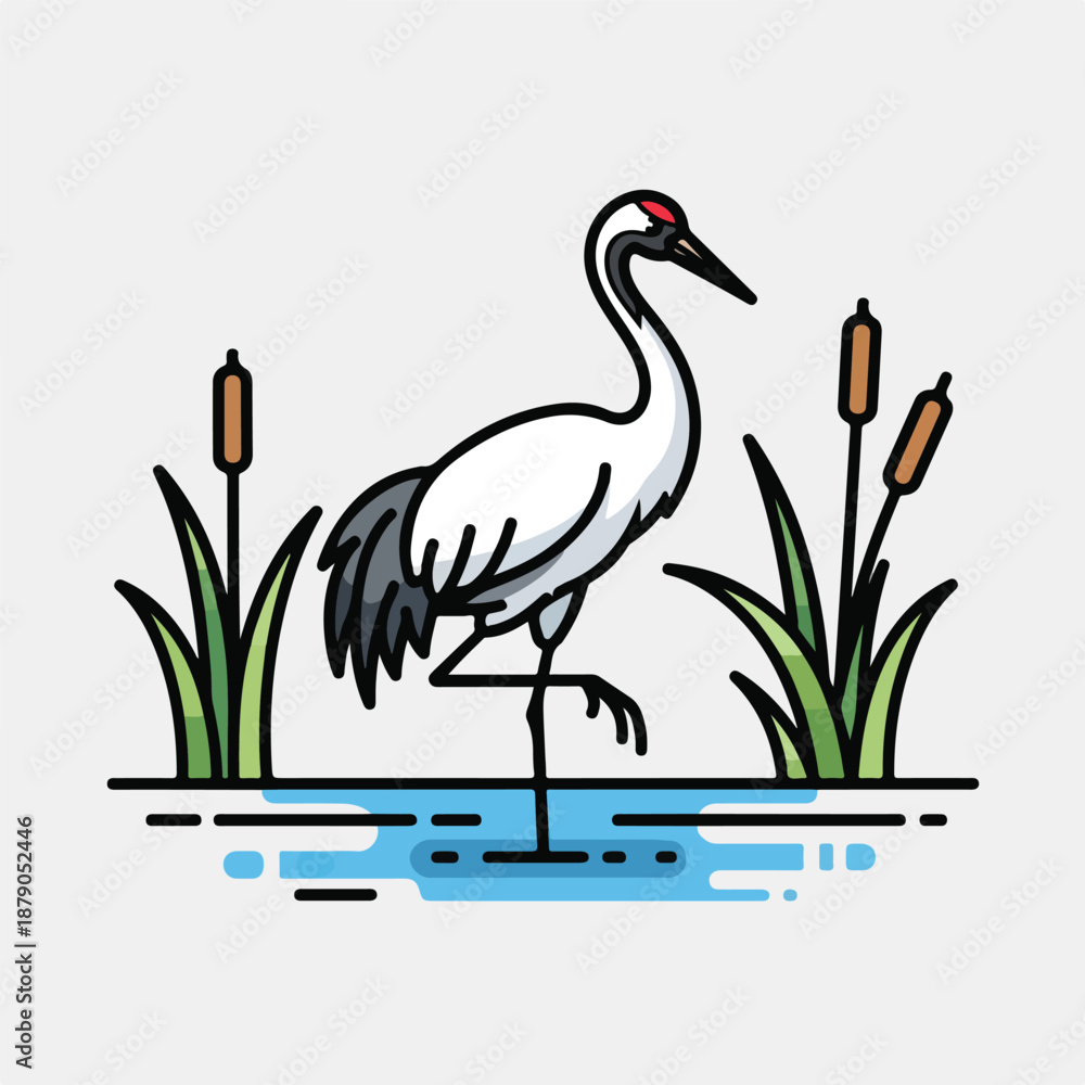 Obraz premium crane bird on a branch