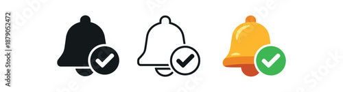 verification mobile notification bell with tick verification alert