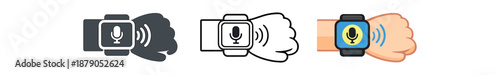 hands free interfaces wrist wearable device with small microphone and wave symbols