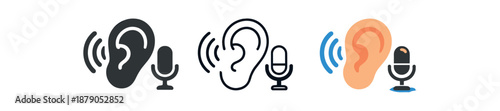 hands free interfaces assistant symbol microphone floating beside ear simple ai
