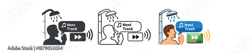 hands free interfaces person shower changing music track with short voice phrase