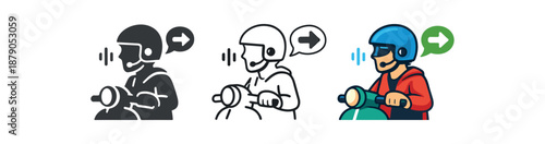 hands free interfaces person driving scooter wearing voice enabled helmet for directions