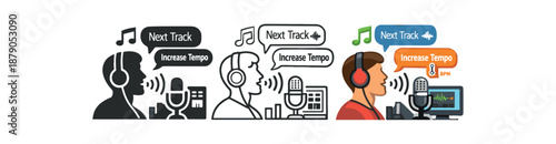 hands free interfaces musician changing track and tempo by speaking to studio assistant