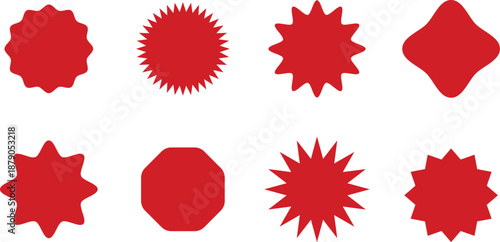 Red sunburst price sticker_sale or discount sticker, sunburst badges,special offer price tag vector set