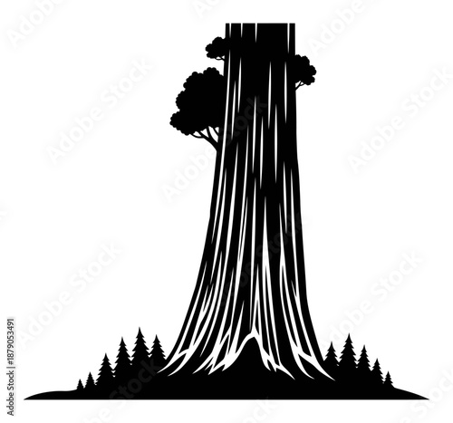 Redwood Silhouette - Minimalist Vector Illustration