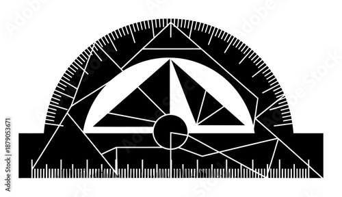 Protractor Geometry - Minimalist Vector Illustration