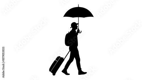 A 3d illustration of a businessman and woman in black suits standing under an umbrella for protection and safety while holding onto success in the rainy weather concept