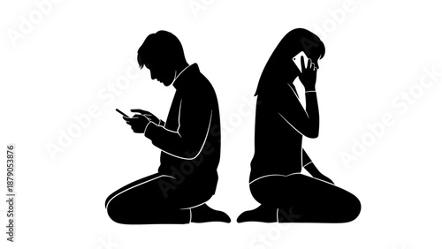 Vector illustration of a fashion woman silhouette carrying a handbag and guitar among a group of dancing people and a couple in love