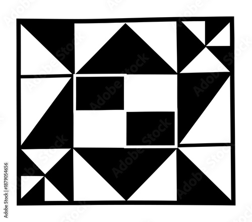 Patchwork Quilt Square - Minimalist Vector Illustration