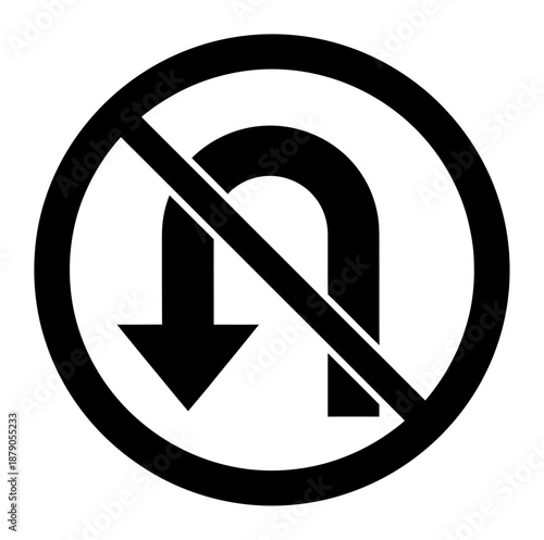Free Download No U-Turn Sign - Minimalist Vector Illustration - GFXLoad