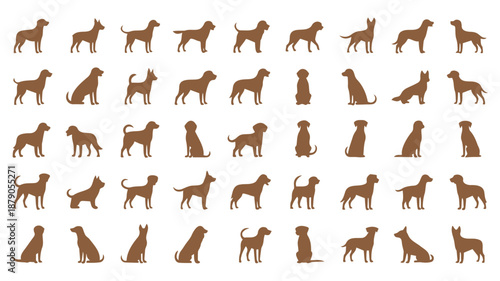 brown dog silhouettes on white background