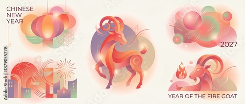 Wallpaper Mural Celebrating the vibrant and colorful traditions of Chinese New Year in 2027 with the symbolism of the fire goat Torontodigital.ca