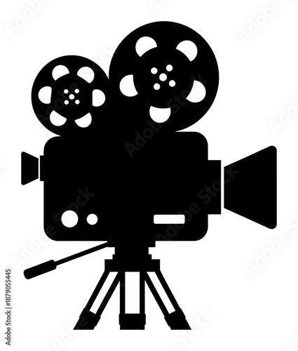 Vintage Movie Camera Reel - Minimalist Vector