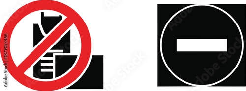 A graphic illustration of two prohibition signs on a white background