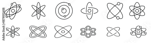 Atomic orbit and electron structure concept icon set,