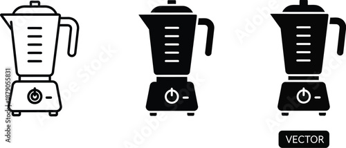 A set of black and white blender icons in different styles on a clean white background