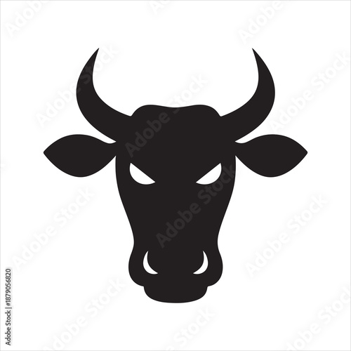 Cow head Vector Illustration, Cow icon head, Funny cow head silhouette,  Angry cow head silhouette vector illustration 