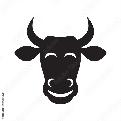 Cow head Vector Illustration, Cow icon head, Funny cow head silhouette,  Angry cow head silhouette vector illustration 