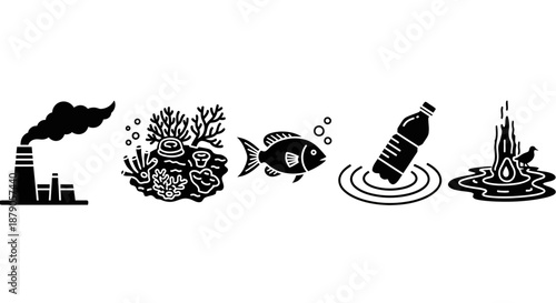 An illustration showing the impact of pollution on marine life and the environment