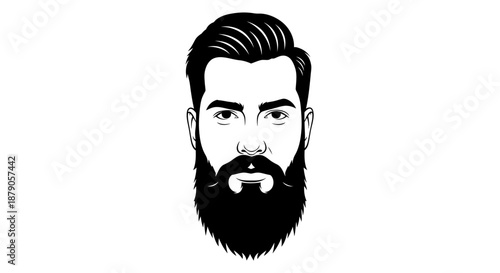 A stylish illustration of a man with a beard and mustache on a white background