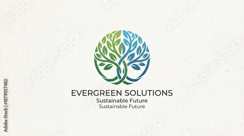 Eco friendly business logo with tree and sustainable future text