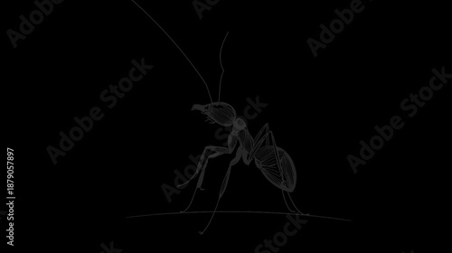 Wallpaper Mural Digital wireframe outline of an ant in a minimalist style against a deep black background, concept for technology and science Torontodigital.ca