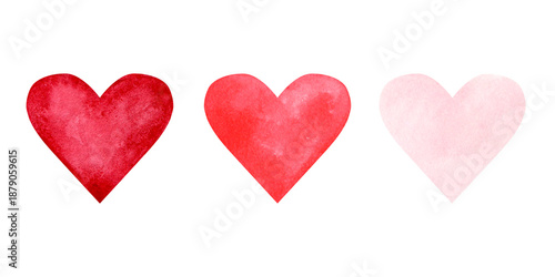 Wallpaper Mural A set of hand-drawn watercolor hearts. Isolated on a white background, suitable for design and printing, including Valentine's Day cards and invitations. Torontodigital.ca