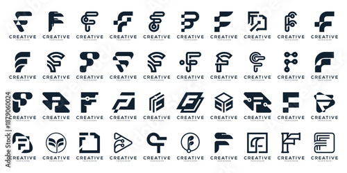 Set of Letter F Logo Design. Vector Monogram for Tech, Finance, and Branding Identity. Creative icons Isolated on white background.