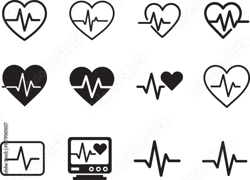 ECG heartbeat sinus rhythm line medical icon for healthcare, hospital logo vector illustration isolated.