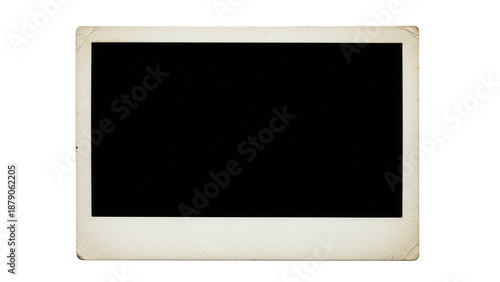 Vintage photo frame PNG isolated on transparent background, retro instant picture with aged paper texture for scrapbooking and design use