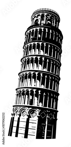 Pisa Tower Silhouette - Minimalist Vector