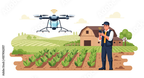 Precision Farming Revolution: Modern Agriculture with Drone Technology and Connected Farmer