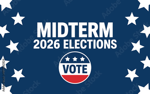 Midterm 2026 Elections Promotional Banner with Vote Symbol