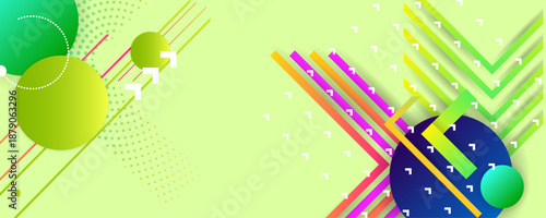 Spatial Interfaces Summer Visual Tofu trend Bright Retro juicy colors background with geometric elements, lines and dots for text, universal design, banner concept