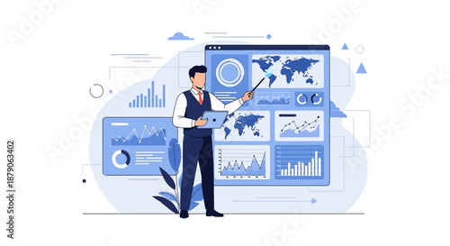 Strategic business analysis presentation using data visualization and insights for global