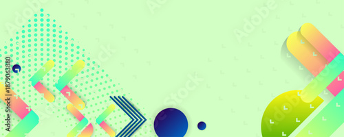 Spatial Interfaces Summer Visual Tofu trend Bright Retro juicy colors background with geometric elements, lines and dots for text, universal design, banner concept