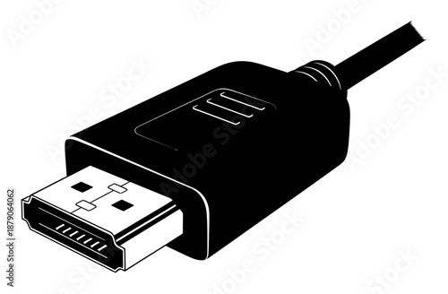 HDMI Cable Connector - Minimalist Vector Silhouette