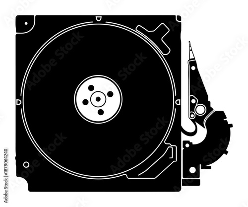 HDD Silhouette - Minimalist Hard Drive Vector