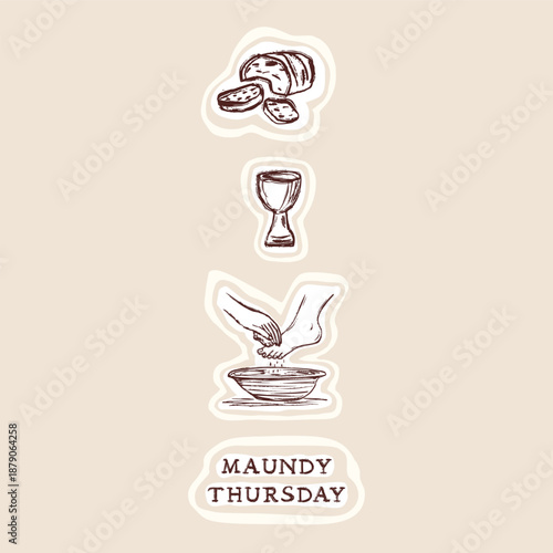 Palm Sunday easter holy week graphic set with Jesus riding on a Donkey. Religious christian icon image set. Faith based bible study sticker set. Hand drawn isolated flat vector church announcement.