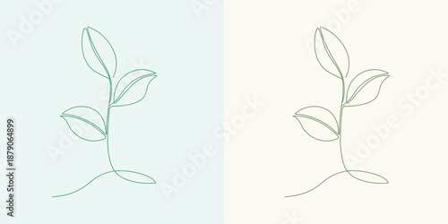 one line drawing plant sprout, plant sprout, continuous one line drawing 