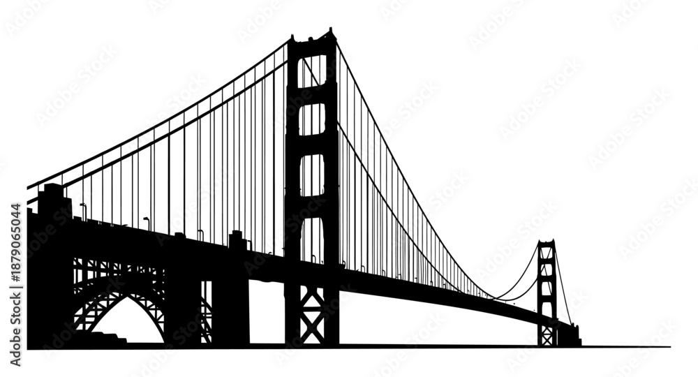Fototapeta premium Golden Gate Bridge Silhouette - Minimalist Vector