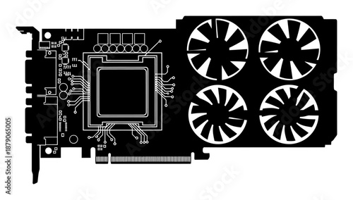 GPU Graphics Card - Minimalist Vector Silhouette