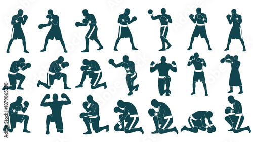 Boxer poses and movements illustrations
