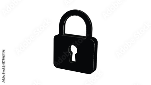 Black padlock with white keyhole on isolated white background, symbolizing security, protection, and privacy concept